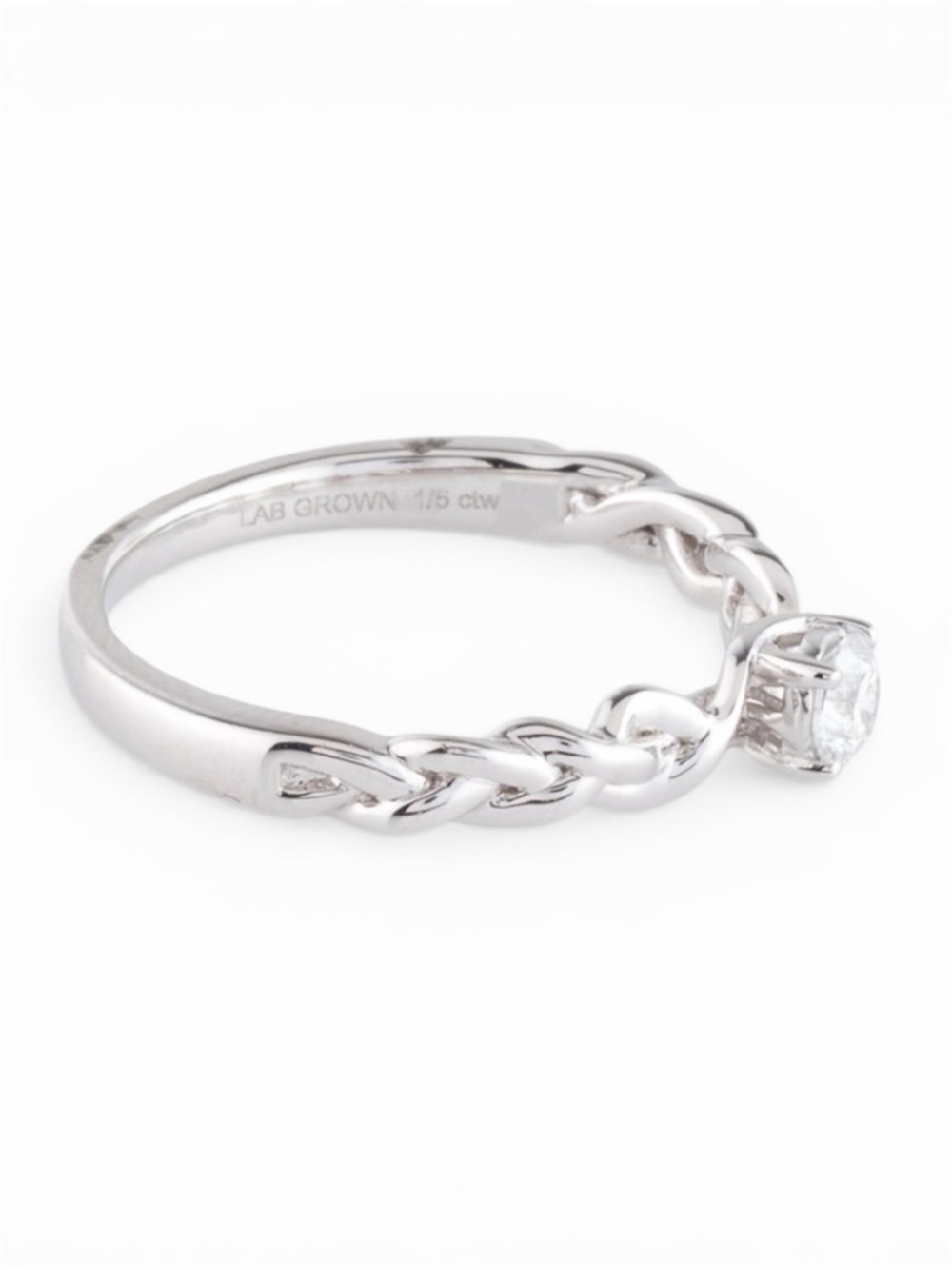 10K White Gold Lab Grown Diamond Ring 0.20 CT Round Size 7 Twisted Band - Picture 2 of 10